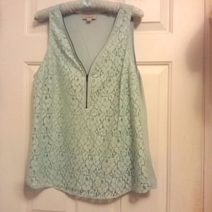 Light Teal Zip Up Blouse